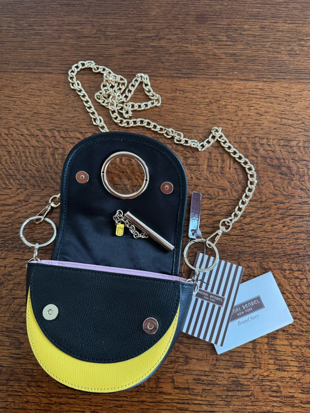 NWT Henri Bendel Mini Colorblock Saddle Bag Crossbody - Picture 9 of 14